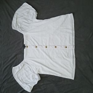 White Lane Bryant Puff Sleeve Lace Blouse